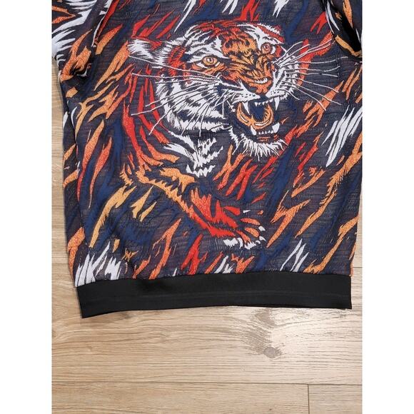 ZARA‎ Tiger in Flames Sweatshirt Sz Large Slim Fit Streetwear Black Orange - Picture 7 of 13